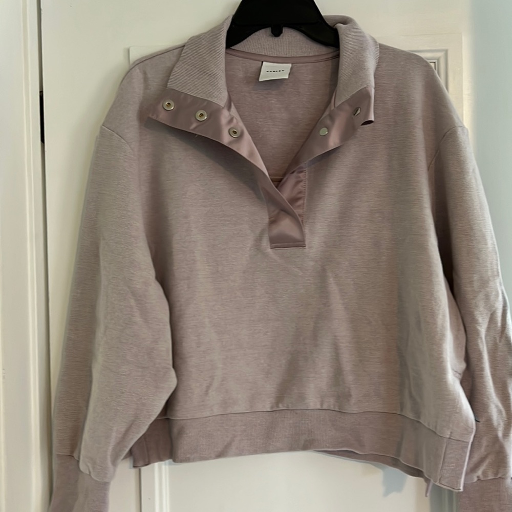 Varley Lilac Snap-Button Pullover Sweatshirt